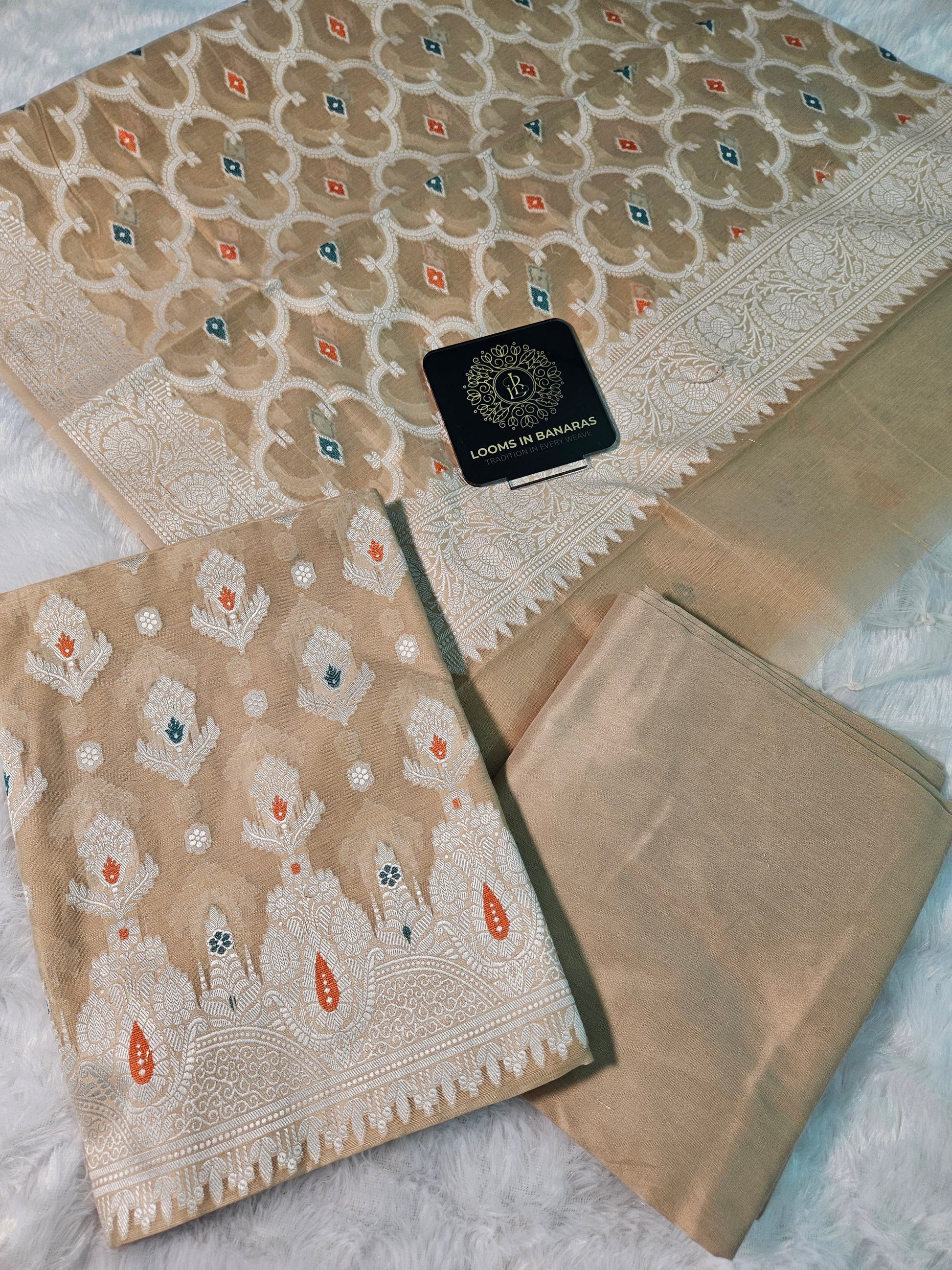 Banarasi Beige Premium Cotton Suit