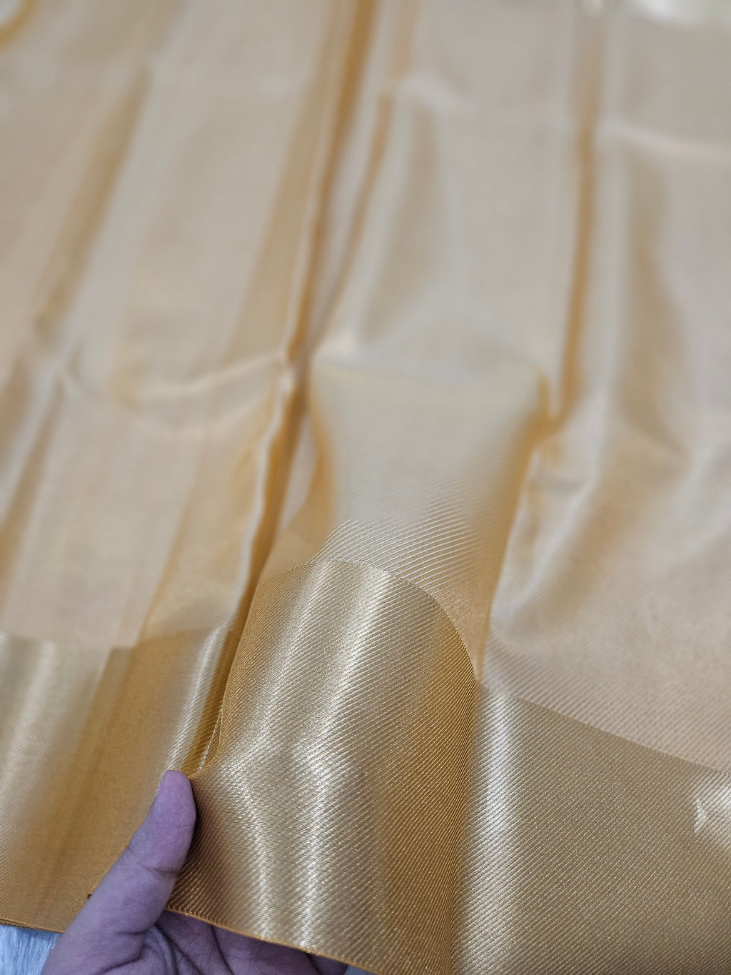 Banarasi Yellow Tissue Zari Border Brocade Design Saree