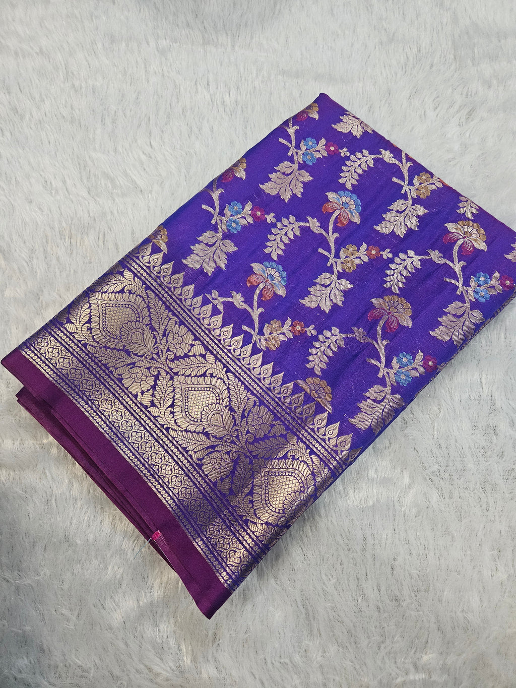 Banarasi Purple Katan Silk Tilfi Minakari Jaal Design Saree