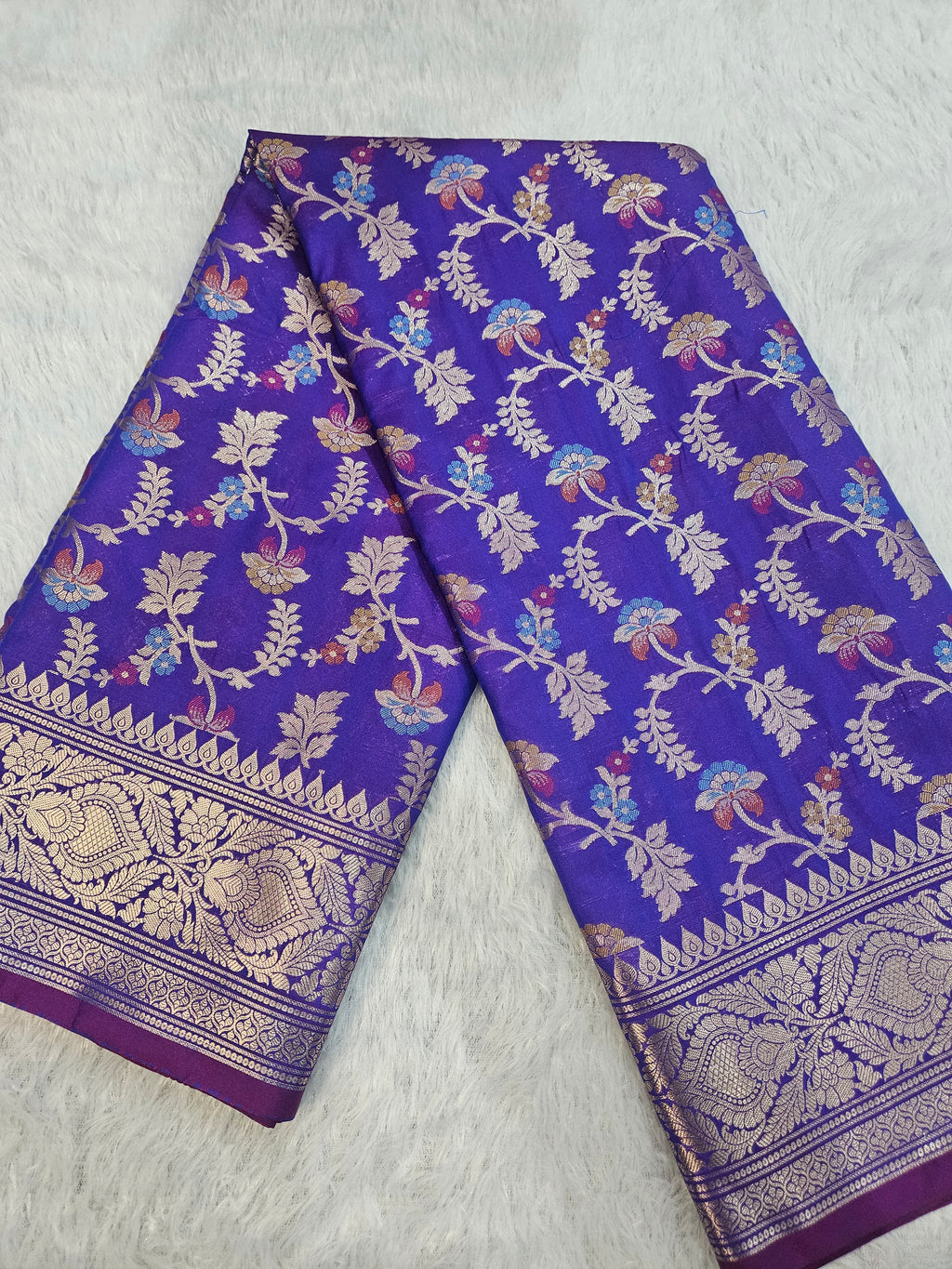 Banarasi Purple Katan Silk Tilfi Minakari Jaal Design Saree