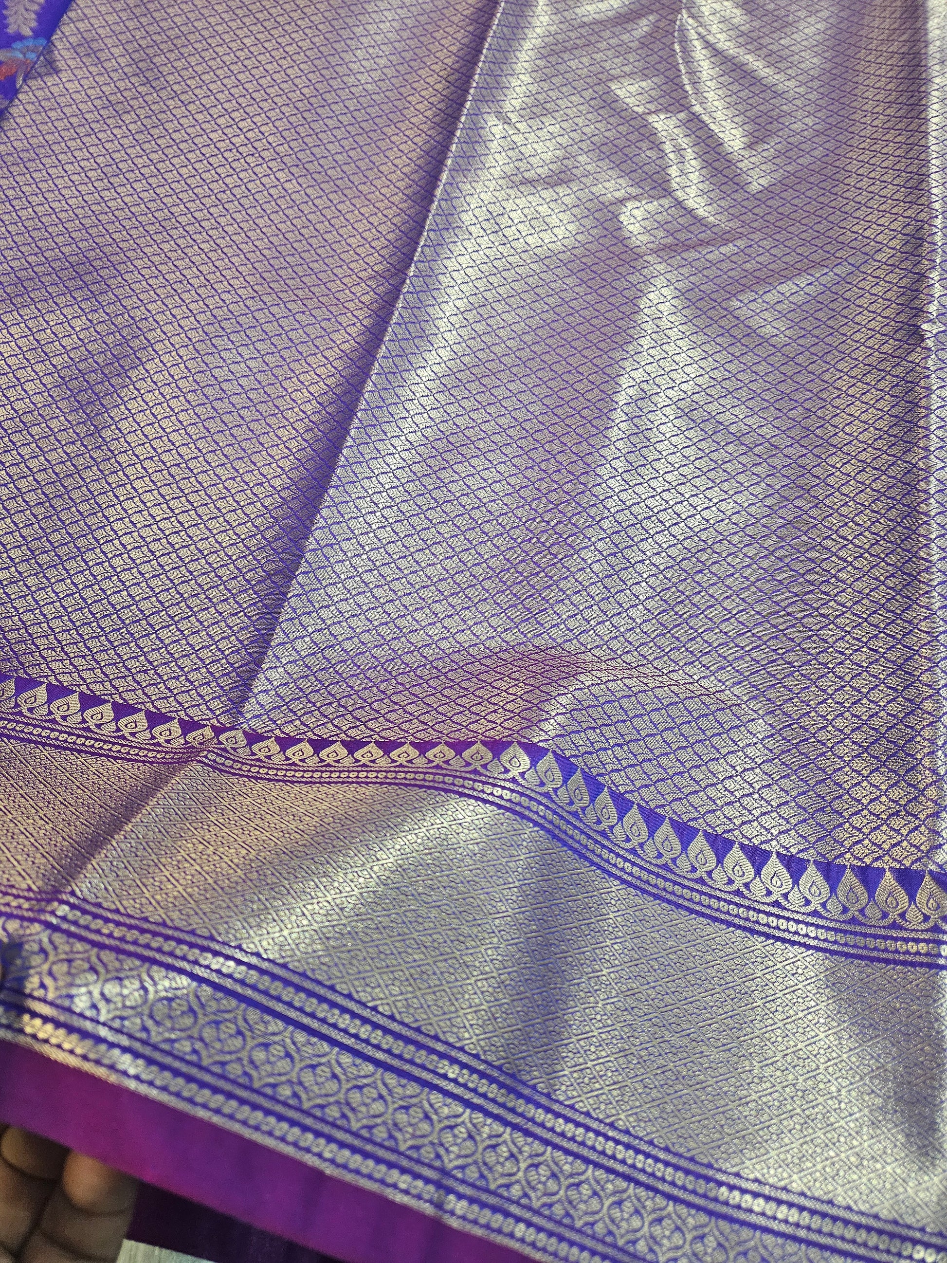 Banarasi Purple Katan Silk Tilfi Minakari Jaal Design Saree