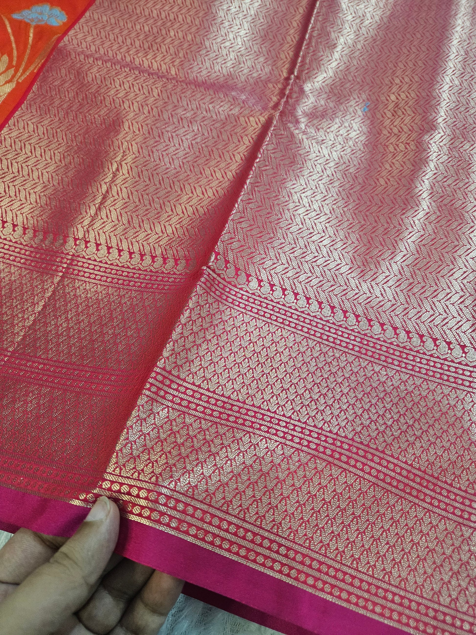Banarasi Red Katan Silk Tilfi minakari Jaal Design Saree