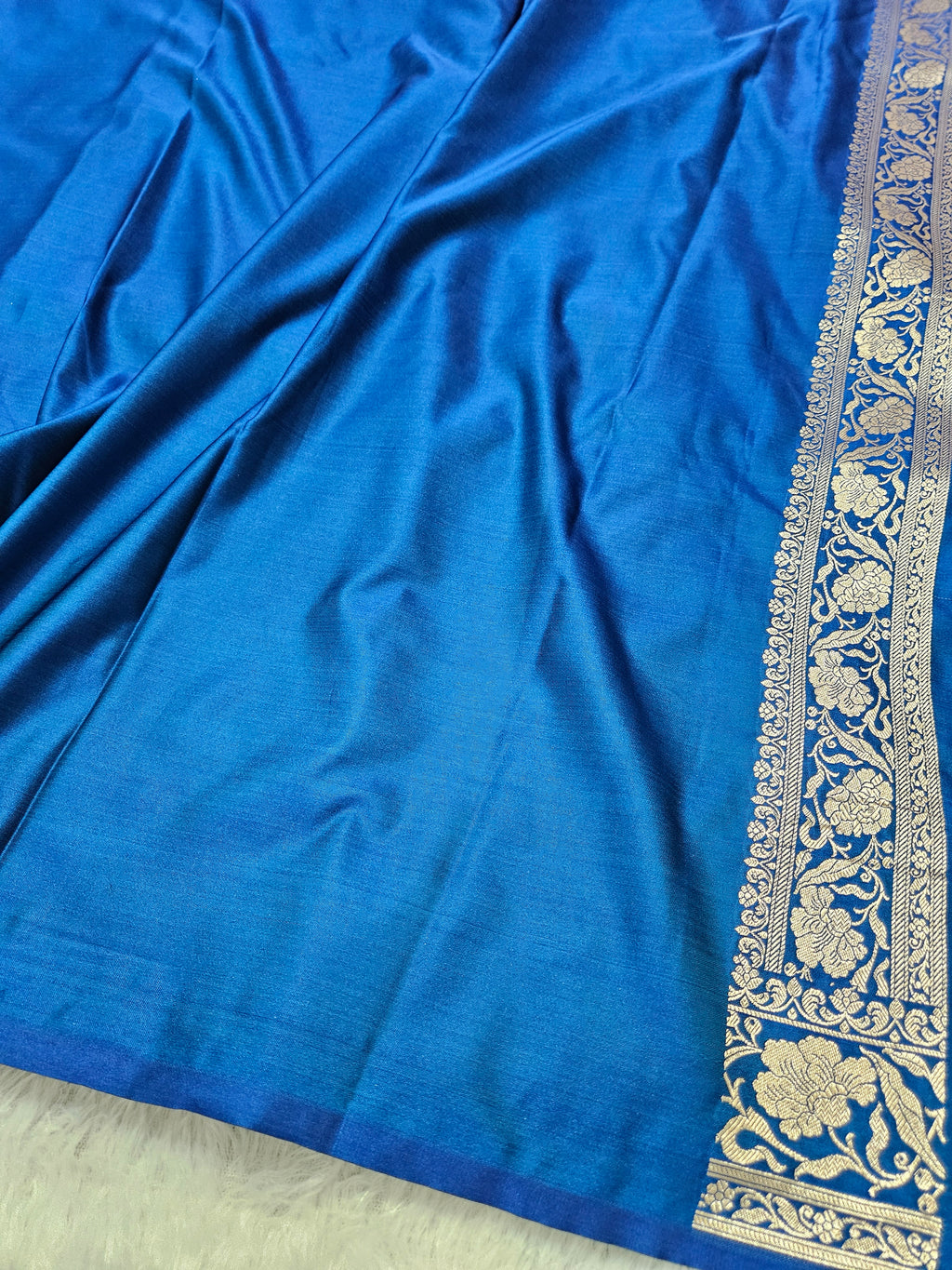 Blue Mashru Silk Banarasi Border Jangla Saree