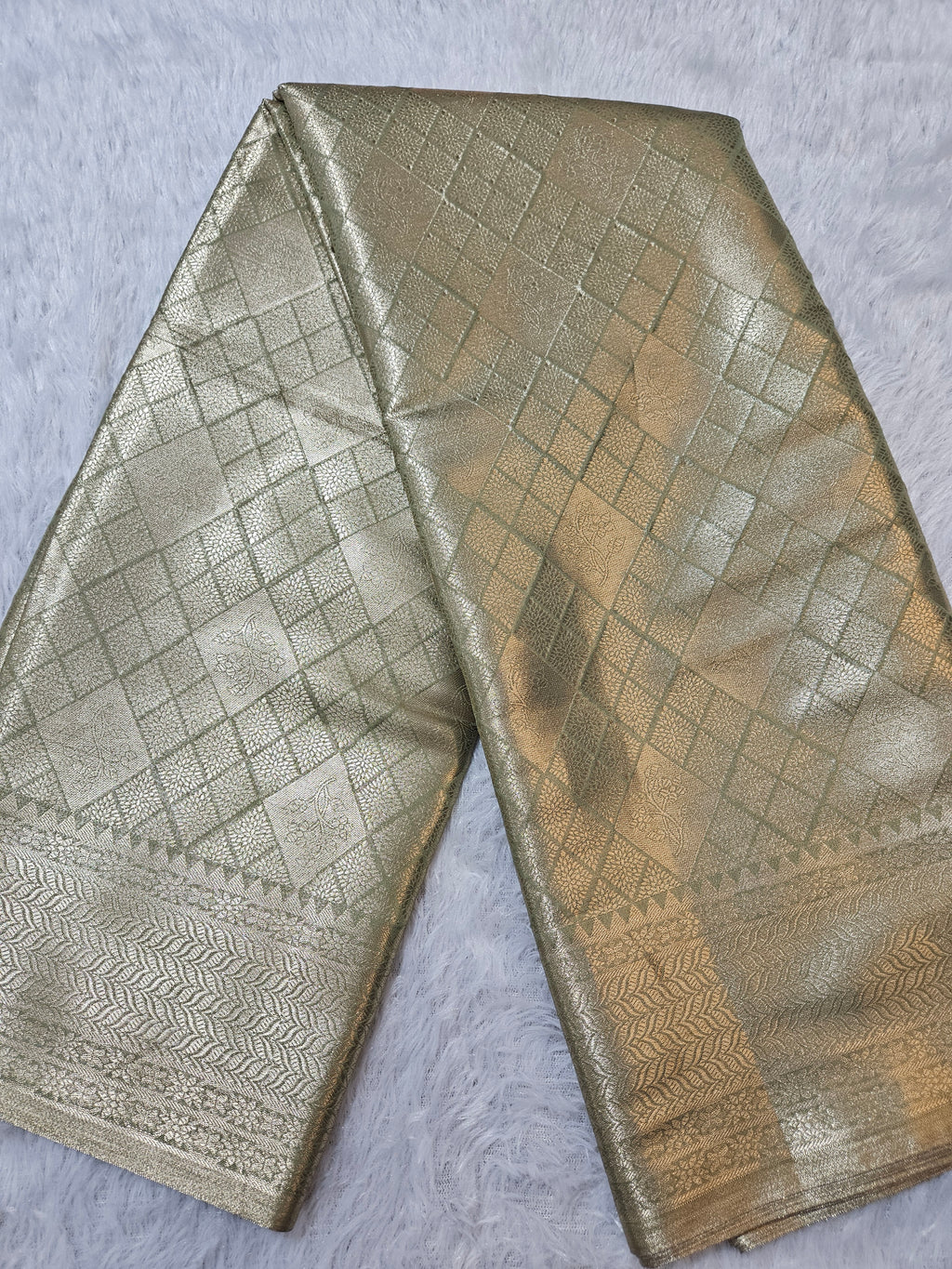 Banarasi Soft Pista Tissue Zari Brocade Design Saree