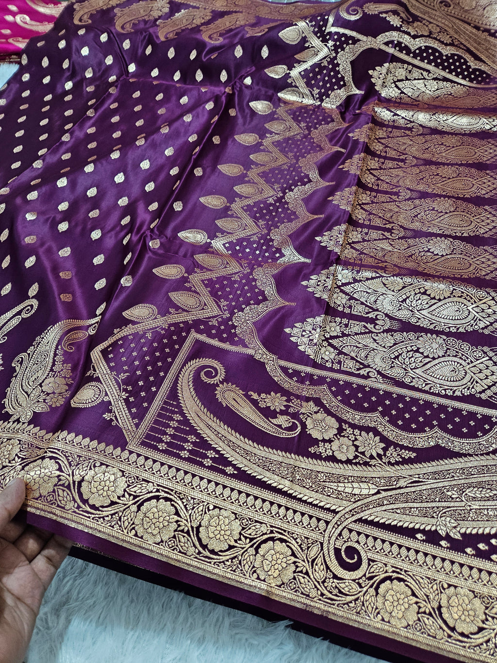 Udda Blue Banarasi Katan Satin Silk Zari Border Carry Skirt Booti Saree