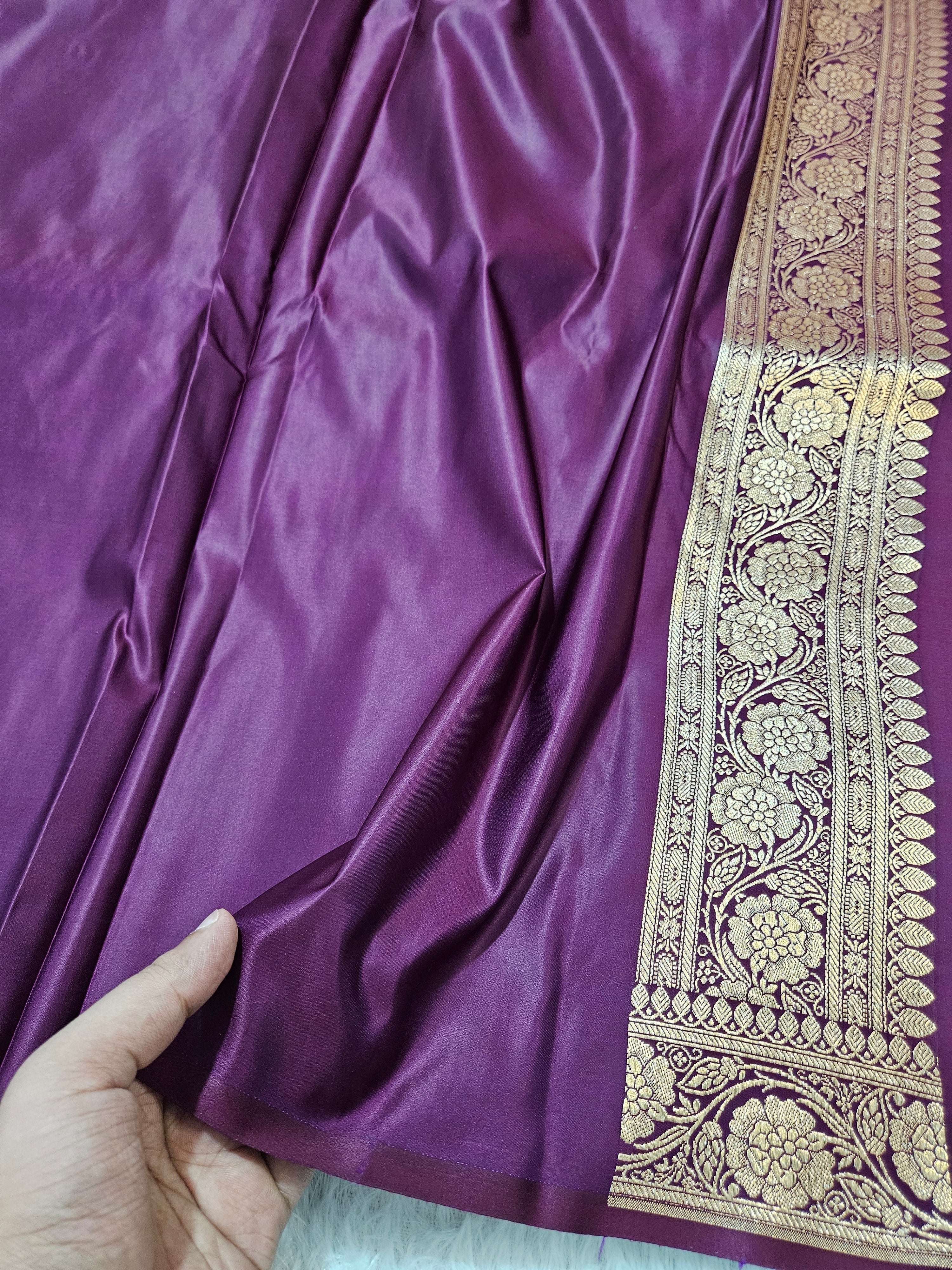 Udda Blue Banarasi Katan Satin Silk Zari Border Carry Skirt Booti Saree