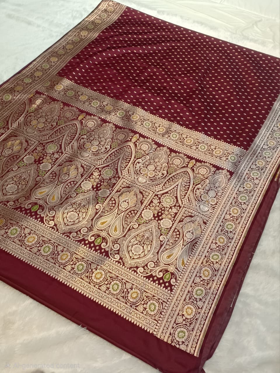 Banarasi Mashru Katan Silk in a Small Buti Design Saree
