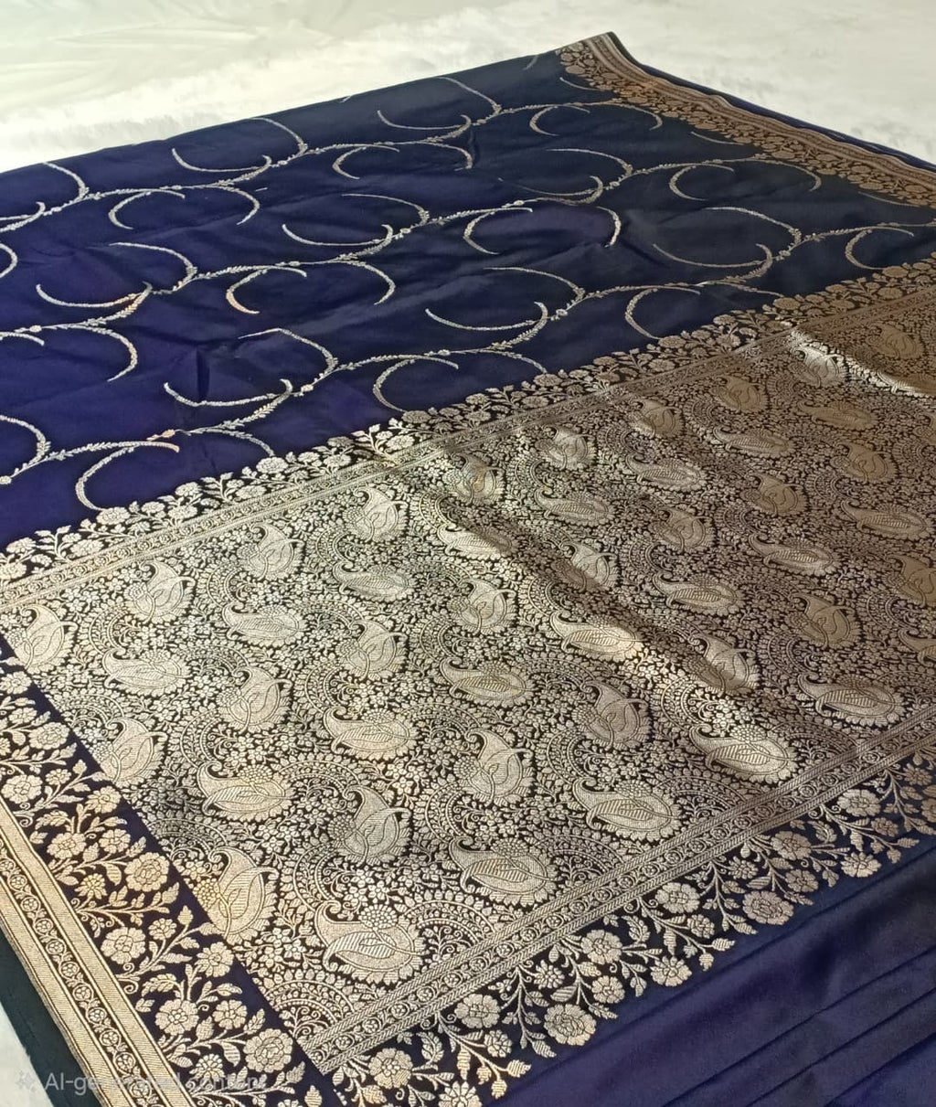 Banarasi Mashru Katan Silk in a Buautiful Jaal Saree