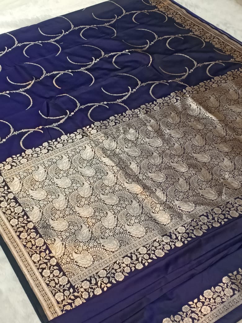 Banarasi Mashru Katan Silk in a Buautiful Jaal Saree