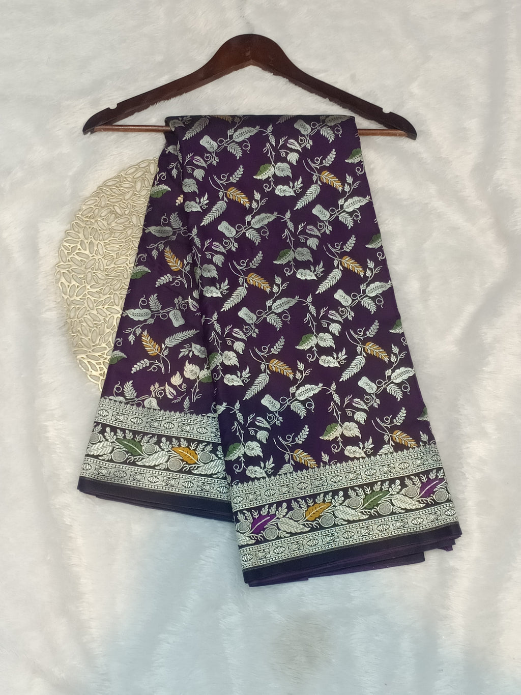 Banarasi Mashru Katan Silk in a Tilfi Mina Jaal Design Saree