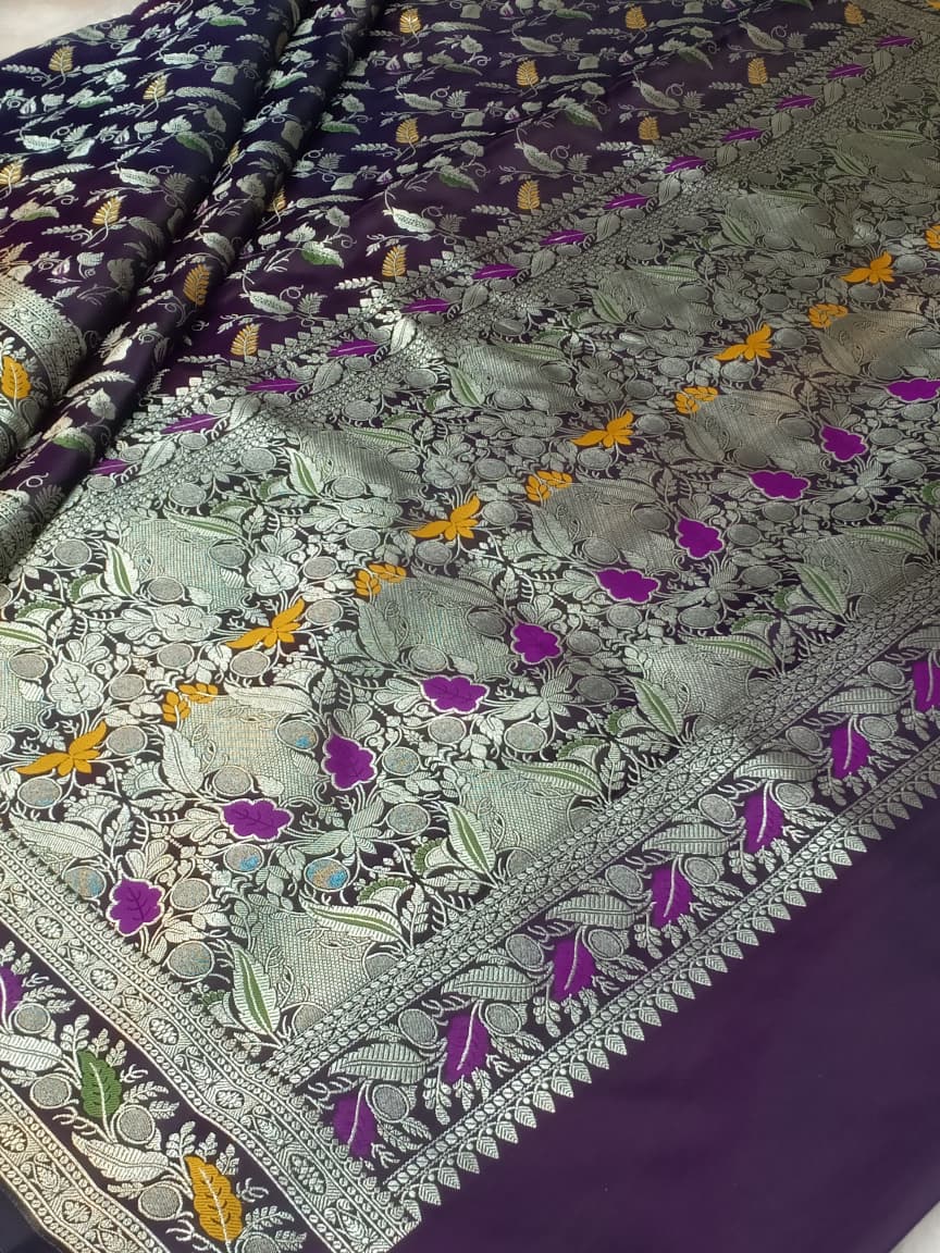 Banarasi Mashru Katan Silk in a Tilfi Mina Jaal Design Saree