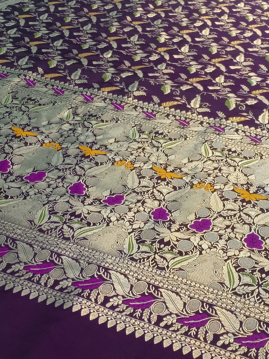 Banarasi Mashru Katan Silk in a Tilfi Mina Jaal Design Saree