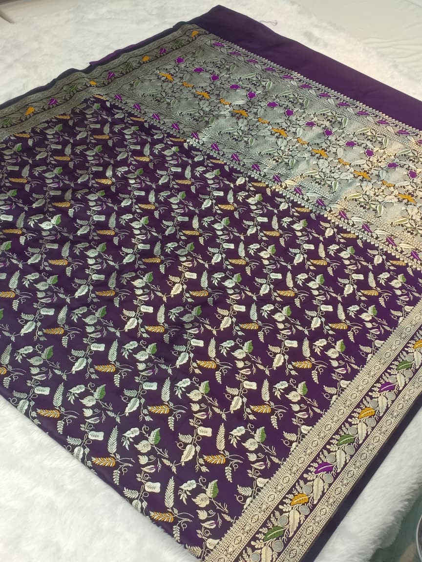 Banarasi Mashru Katan Silk in a Tilfi Mina Jaal Design Saree