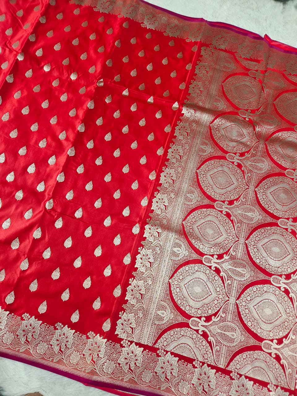 Mashru Katan Silk Zari Border Buti Saree
