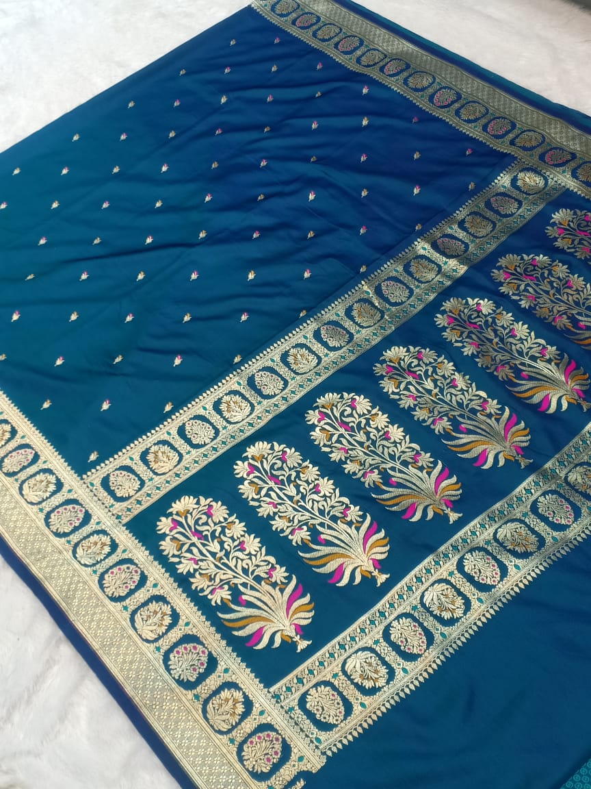 Banarasi Mashru Katan Silk in a Alfi Mina Buti Design Saree