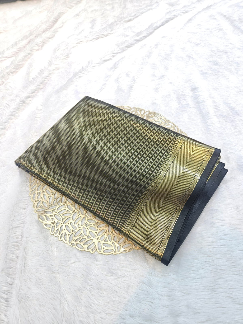Black Soft Silk Brocade Saree