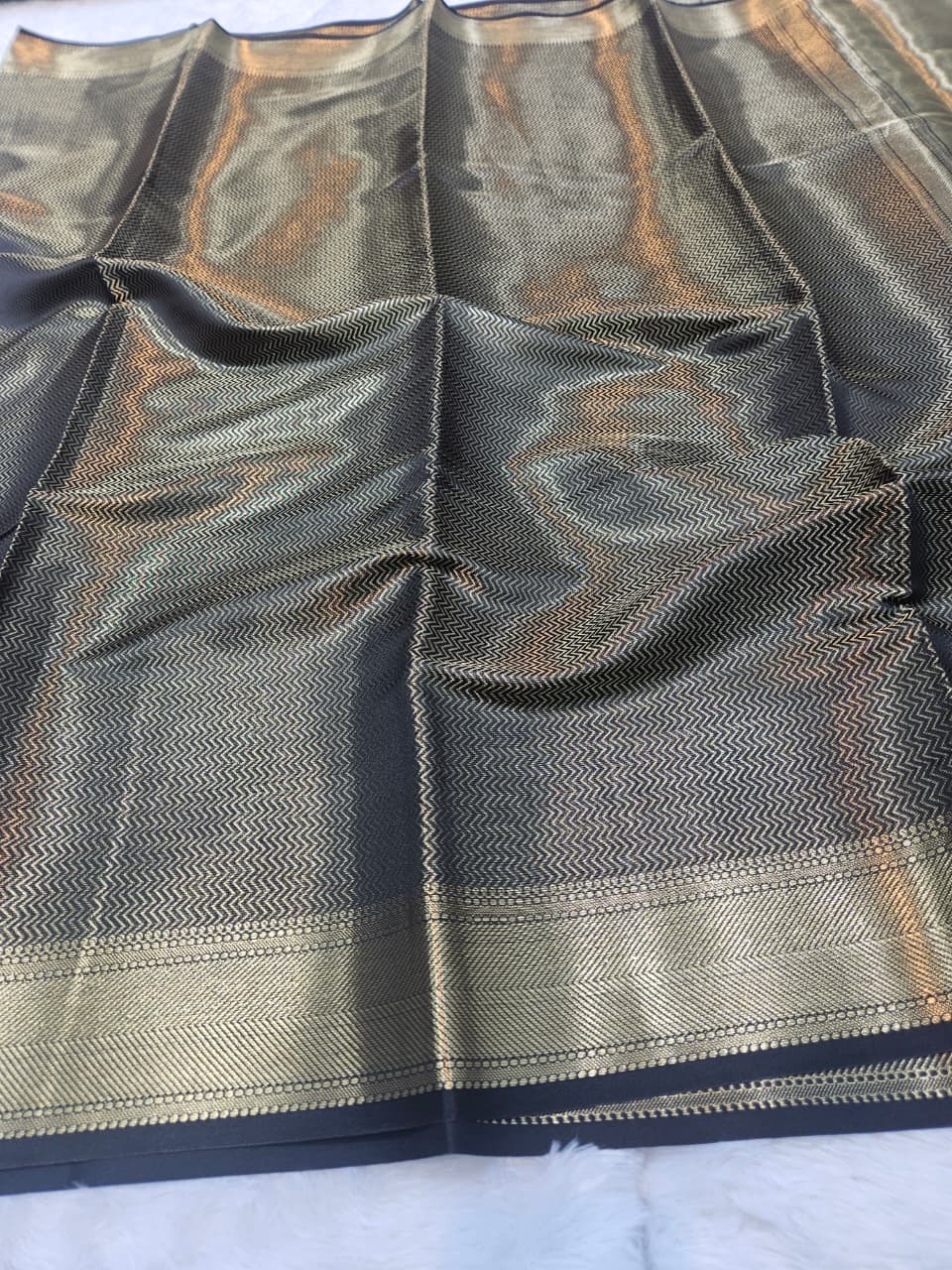 Black Soft Silk Brocade Saree