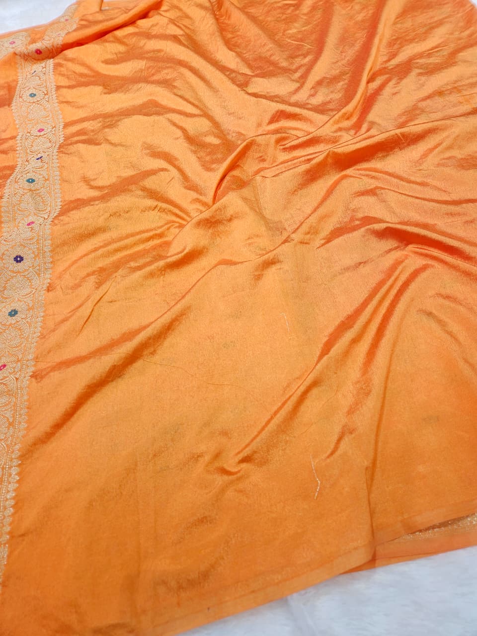 Gold and Rani Contrast Banarasi Bandhani Silk Saree
