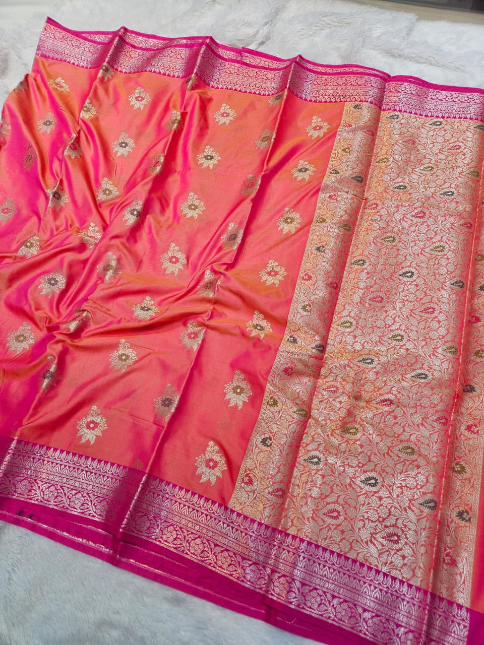 Soft Katan Silk Mina Buta Design Saree