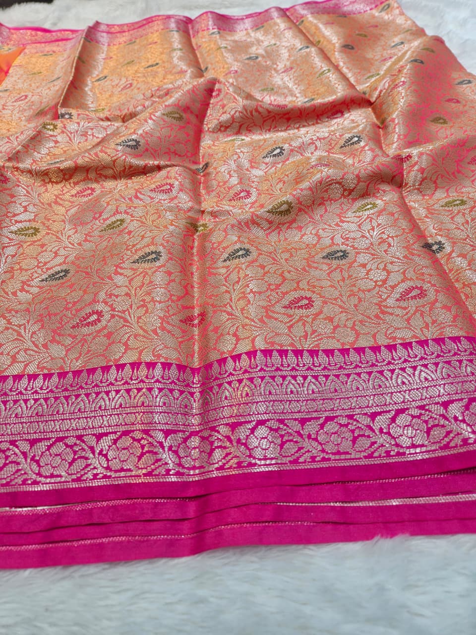 Soft Katan Silk Mina Buta Design Saree