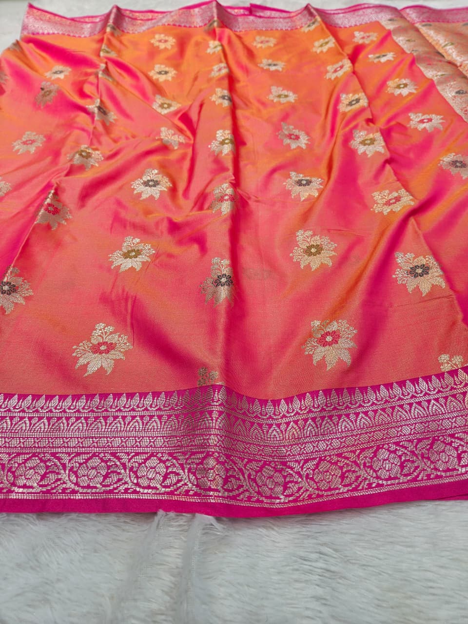 Soft Katan Silk Mina Buta Design Saree