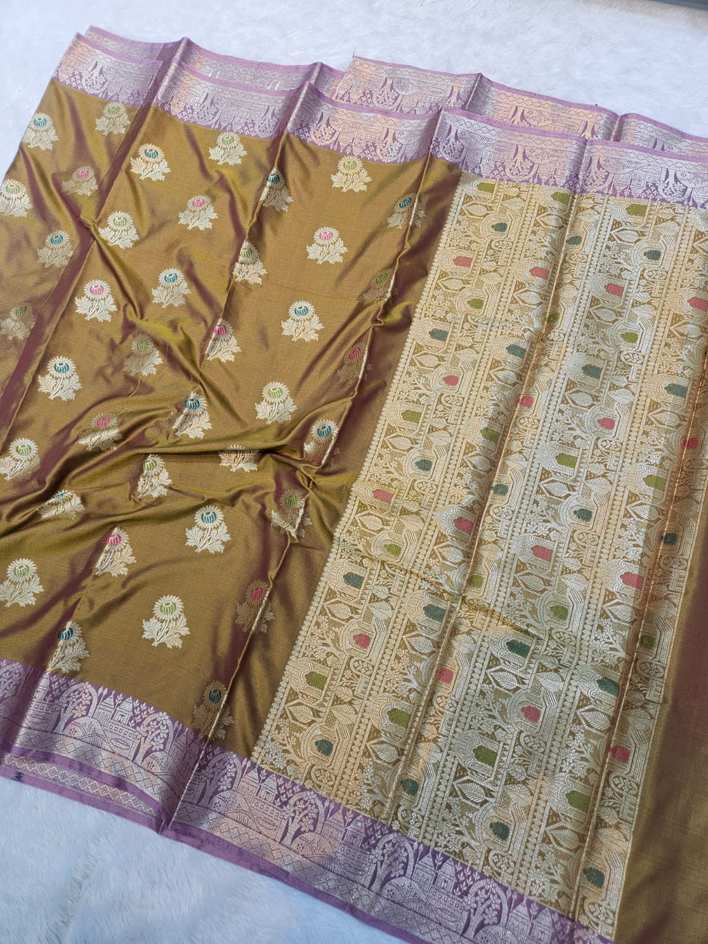 Soft Katan Silk Mina Buta Design Saree