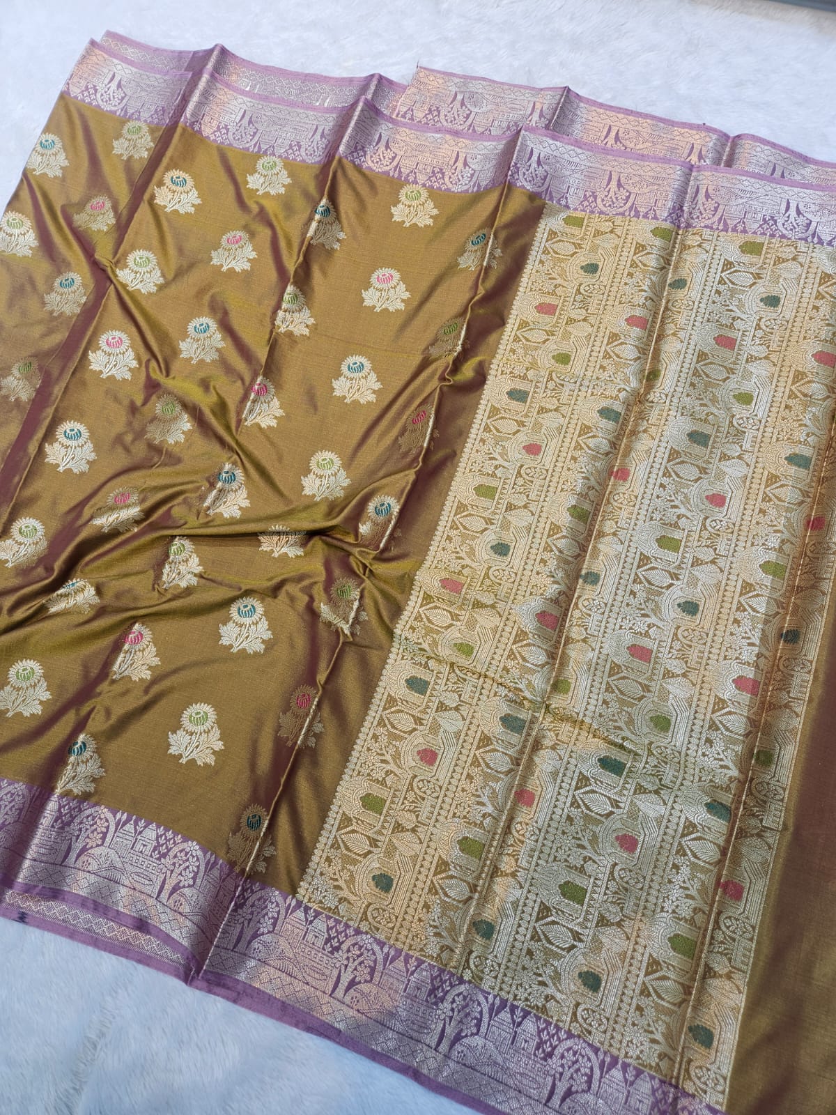 Soft Katan Silk Mina Buta Design Saree