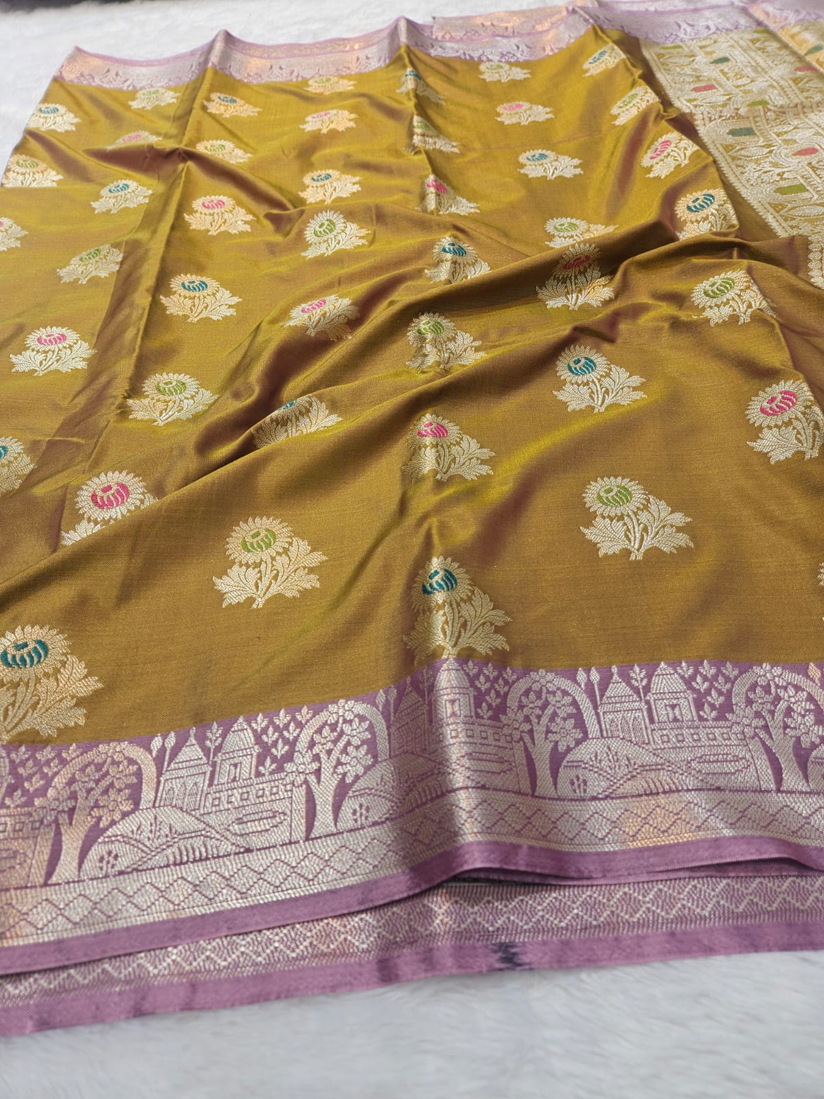 Soft Katan Silk Mina Buta Design Saree