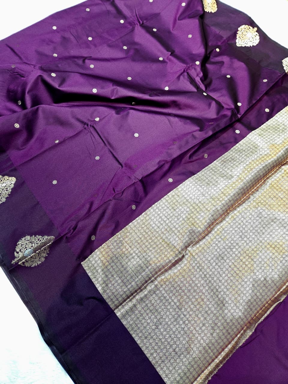 Purple Banarasi Katan Silk Saree