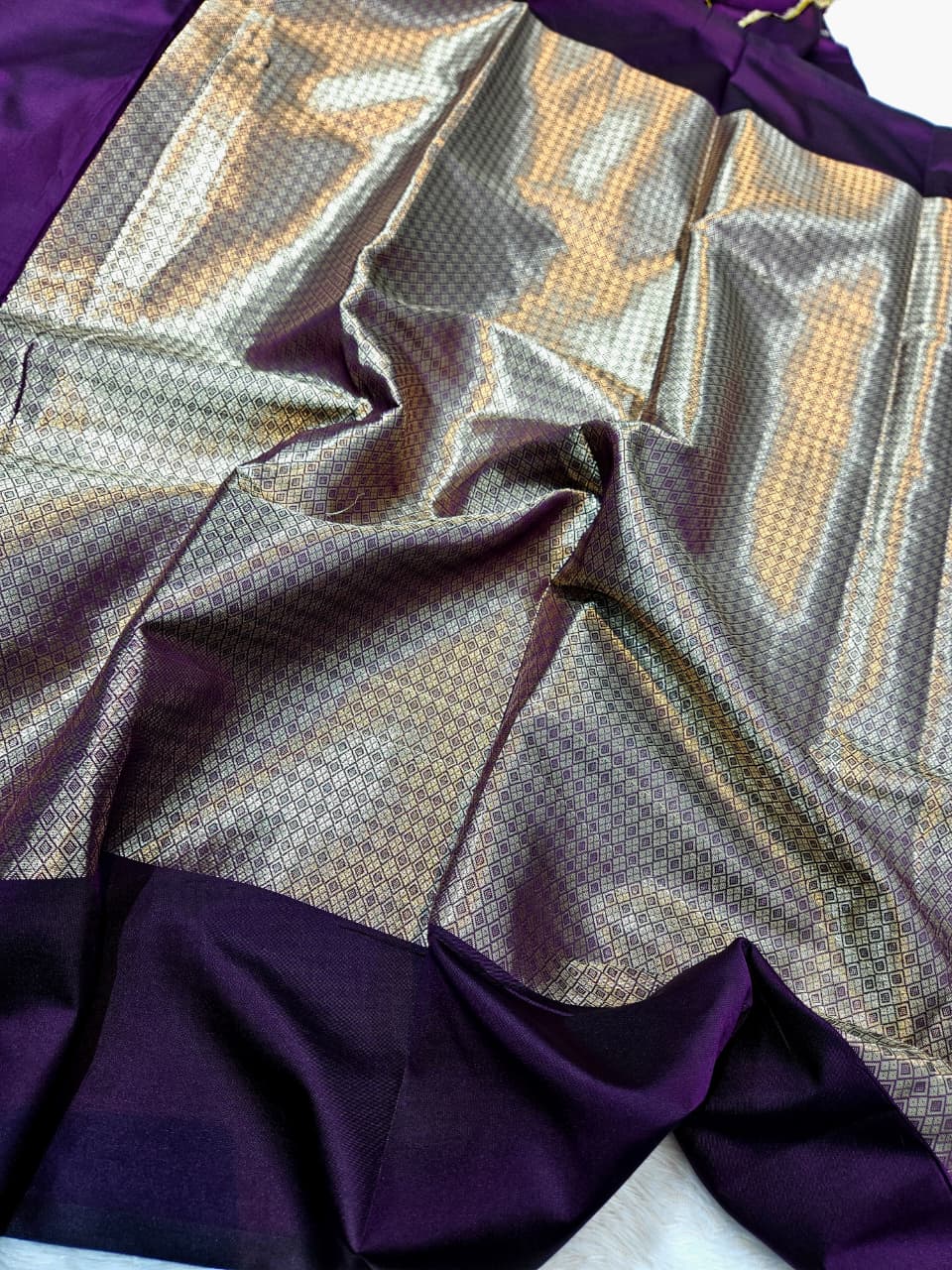 Purple Banarasi Katan Silk Saree
