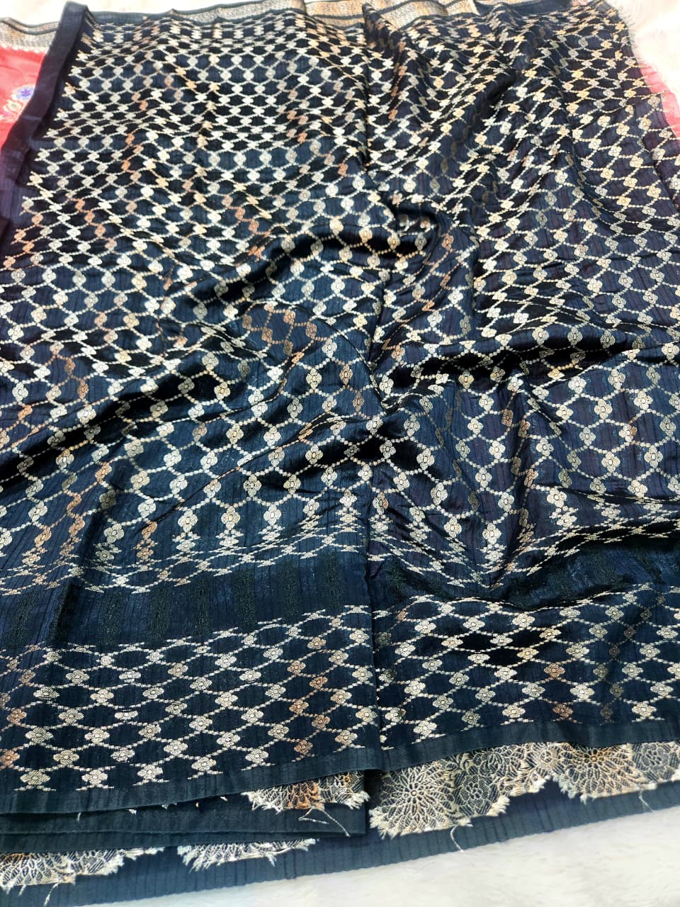 Mango Silk Saree with Stripe Texture Fabric