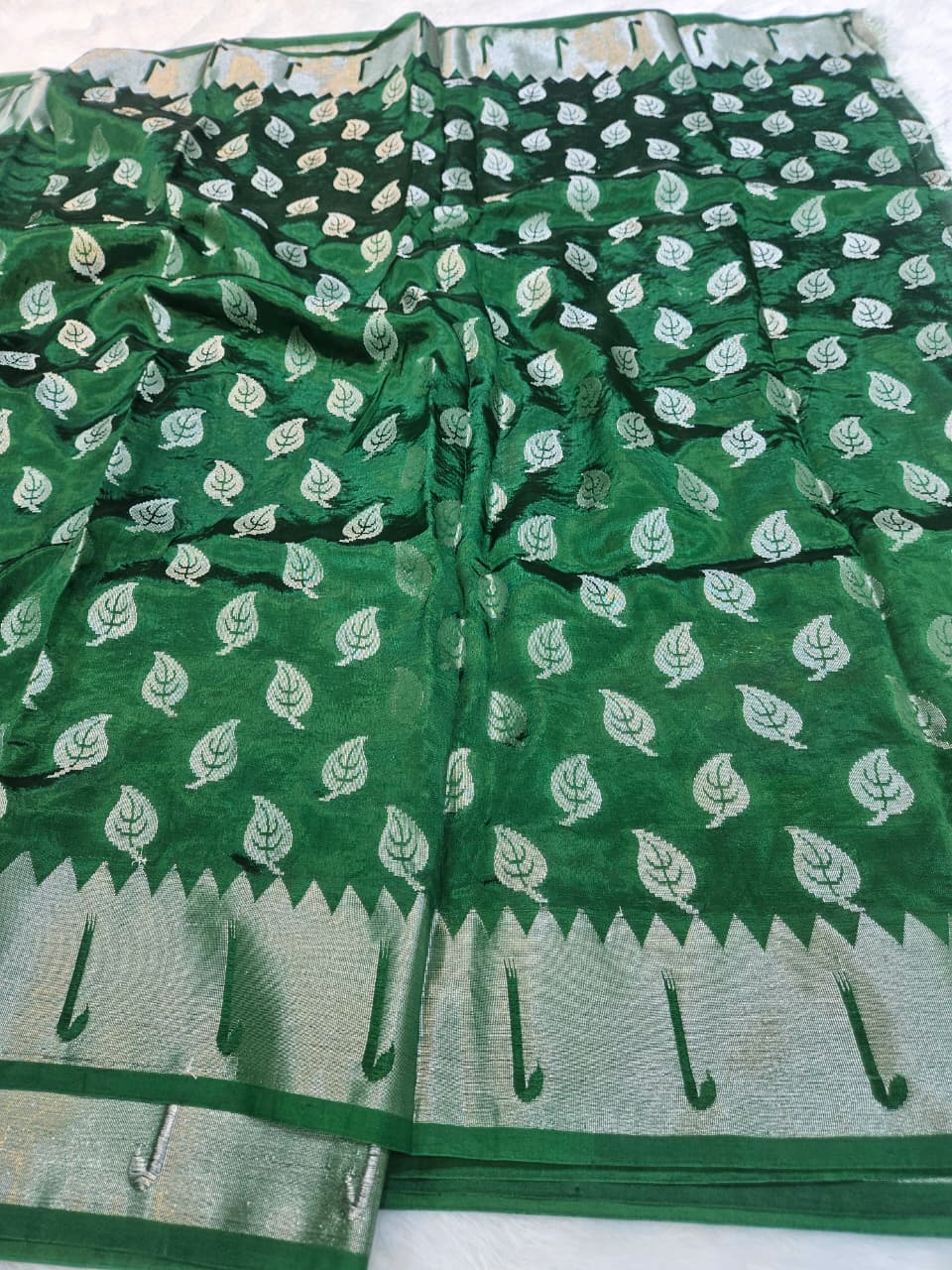 Mango Silk Saree in Paithani Weaving with Mina Buta and Aanchal Saree