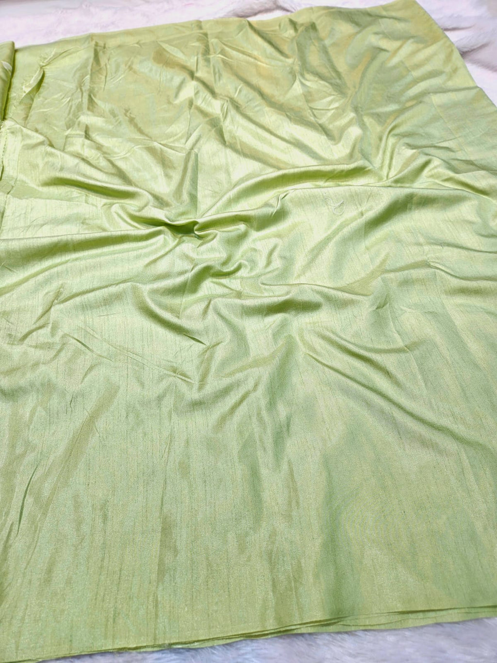 Pista Green Slub Silk Saree with Beautiful Embroidery Work