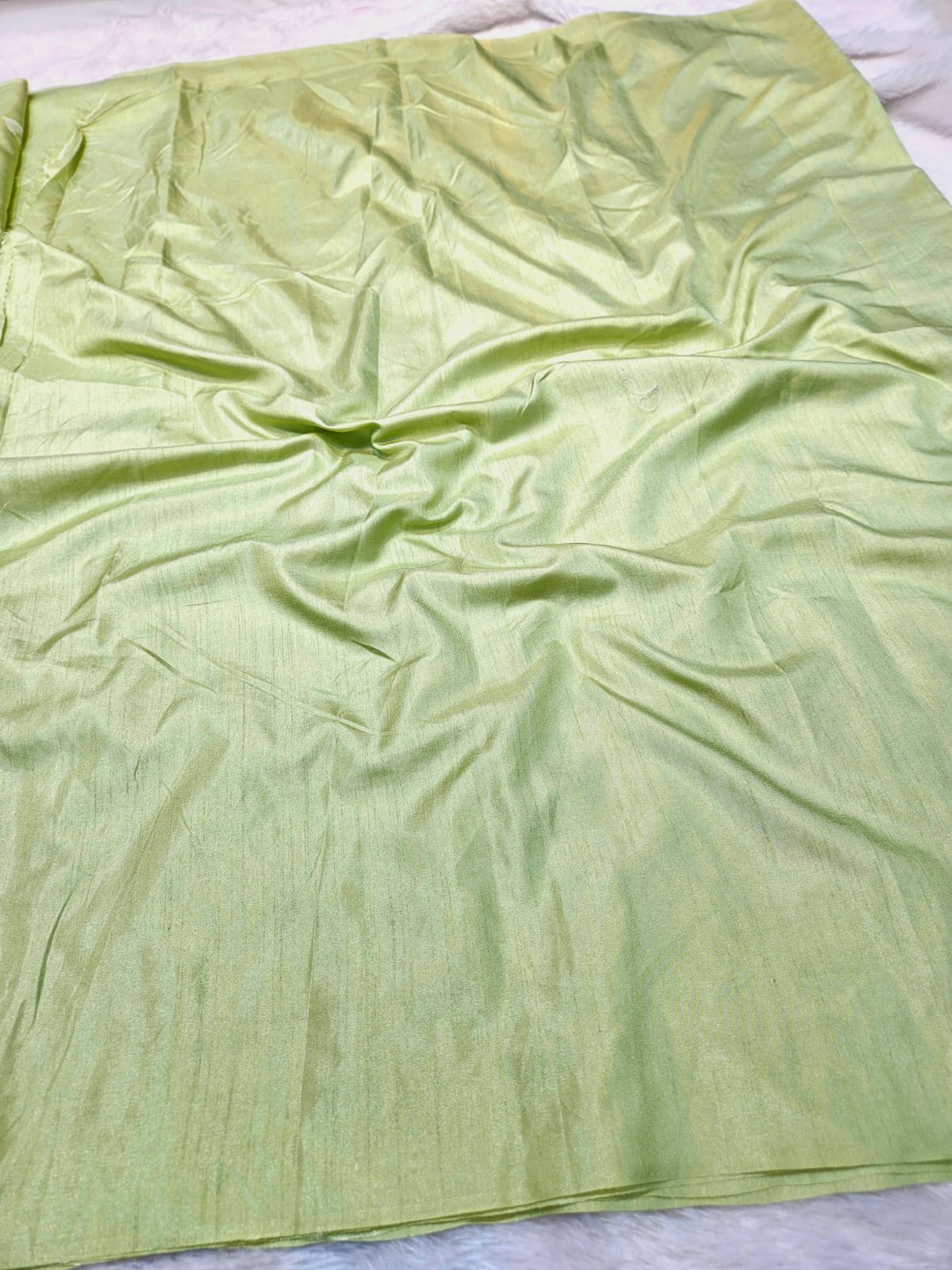 Pista Green Slub Silk Saree with Beautiful Embroidery Work