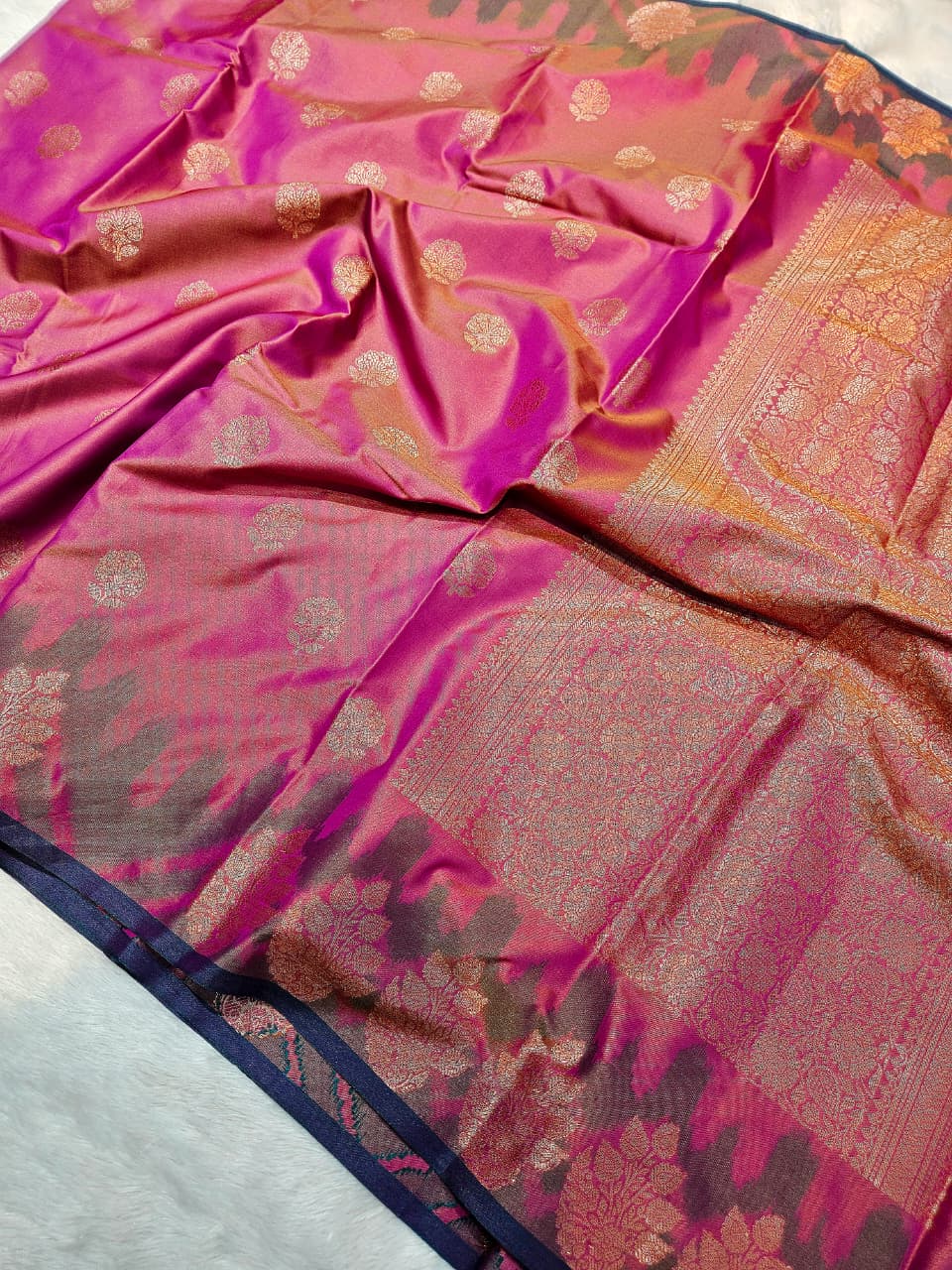 Rani Pink Dual Tone Soft Silk Saree