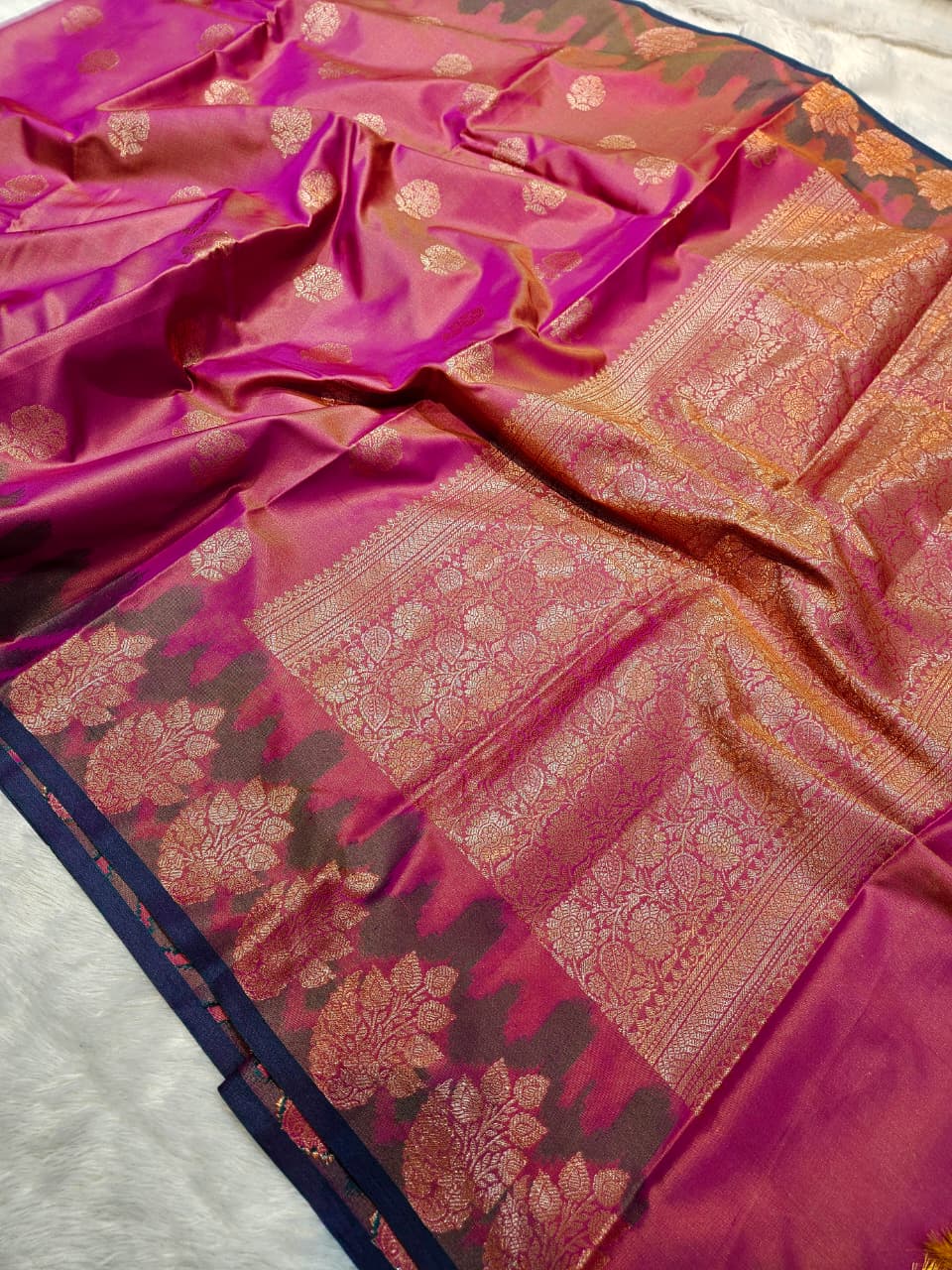 Rani Pink Dual Tone Soft Silk Saree