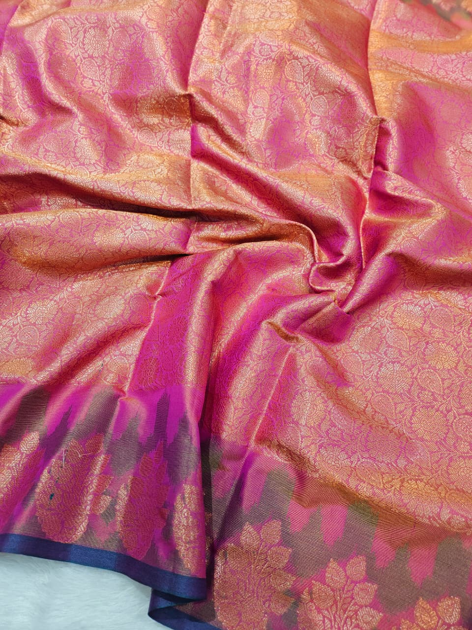 Rani Pink Dual Tone Soft Silk Saree