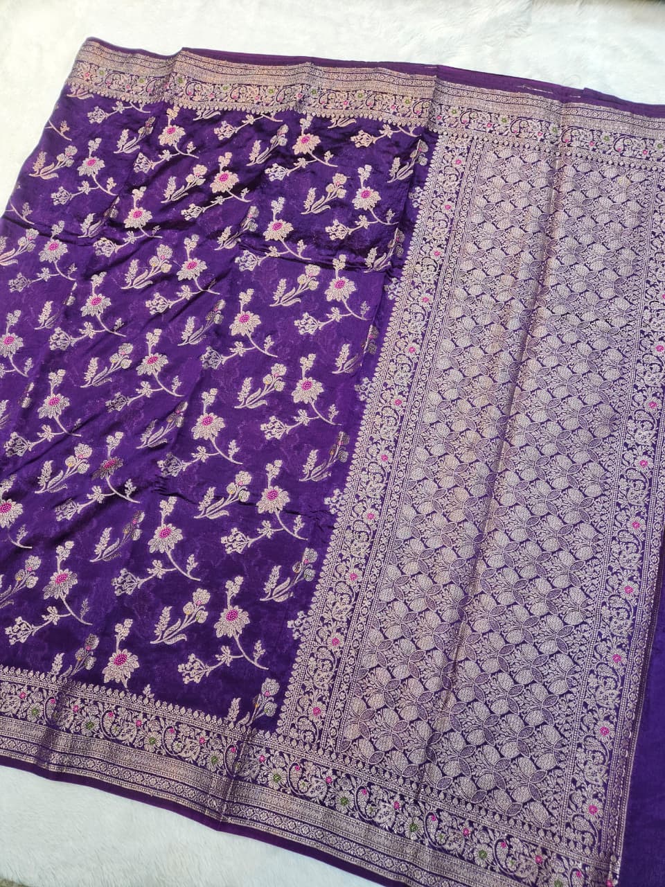 Purple Tussar Silk Saree