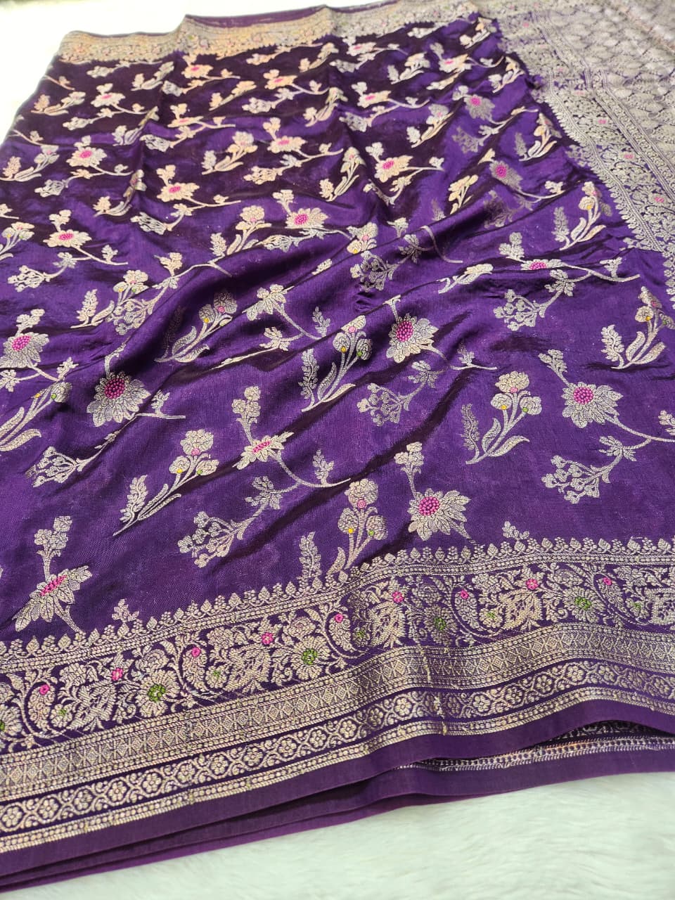Purple Tussar Silk Saree