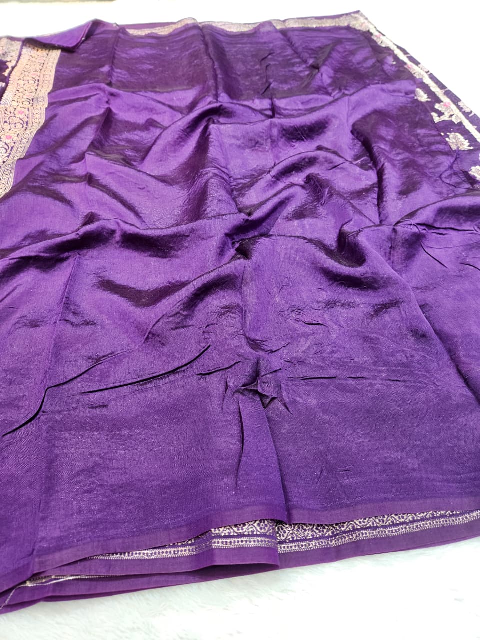 Purple Tussar Silk Saree
