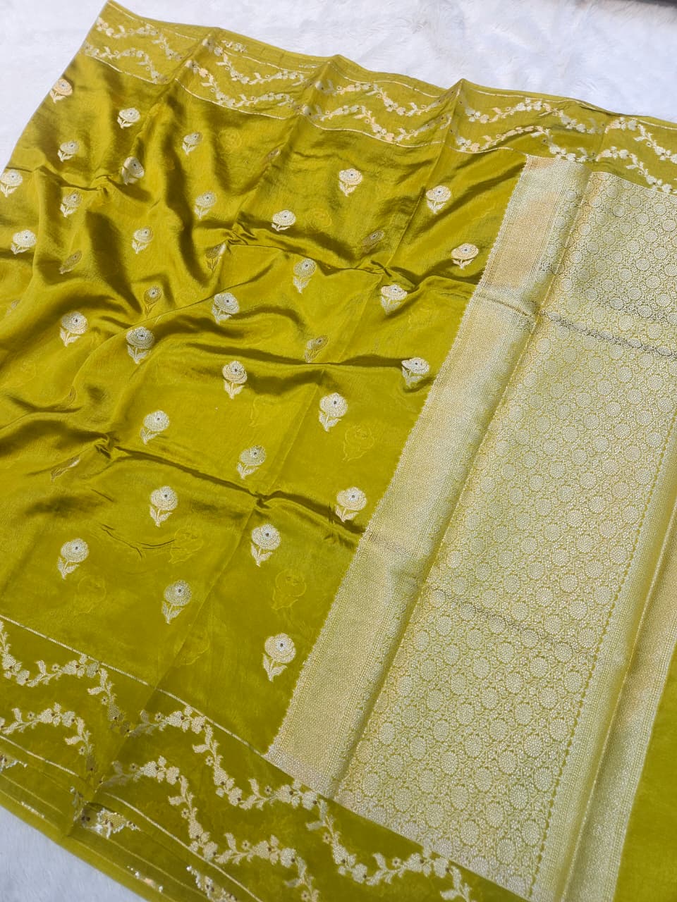 Mustard Gold Tussar Silk Saree