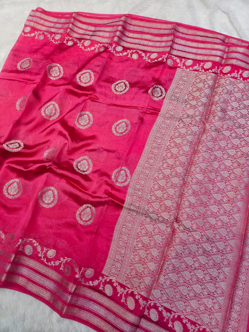 Rani Pink Tussar Silk Saree