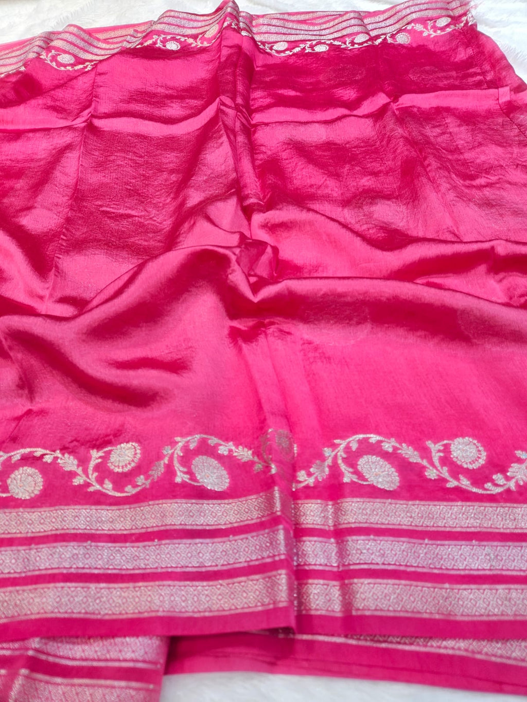 Rani Pink Tussar Silk Saree