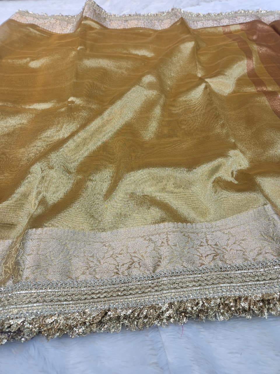 Banarasi Tissue Saree with Lace Border Work