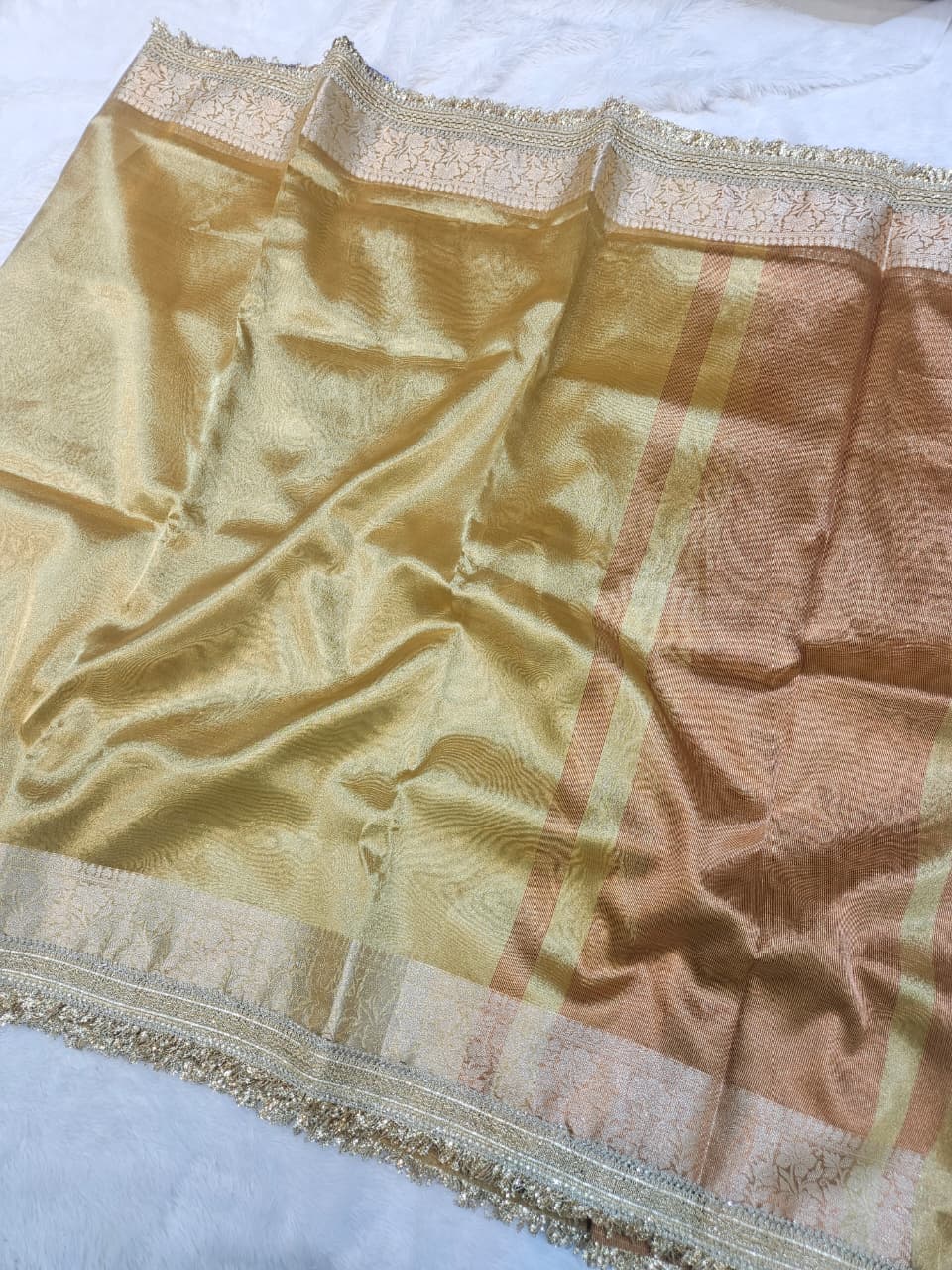 Banarasi Tissue Saree with Lace Border Work