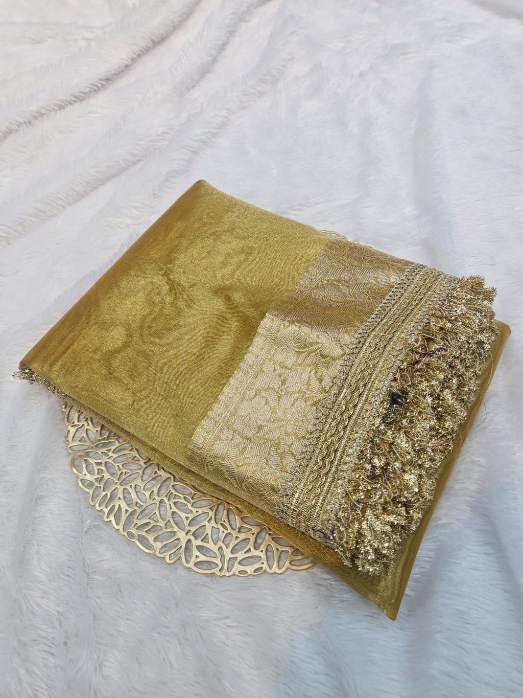 Banarasi Tissue Saree with Lace Border Work