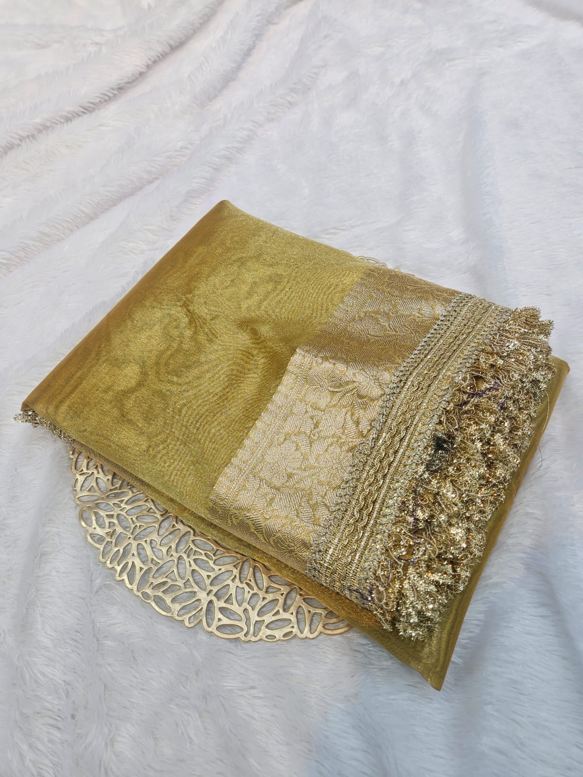 Banarasi Tissue Saree with Lace Border Work