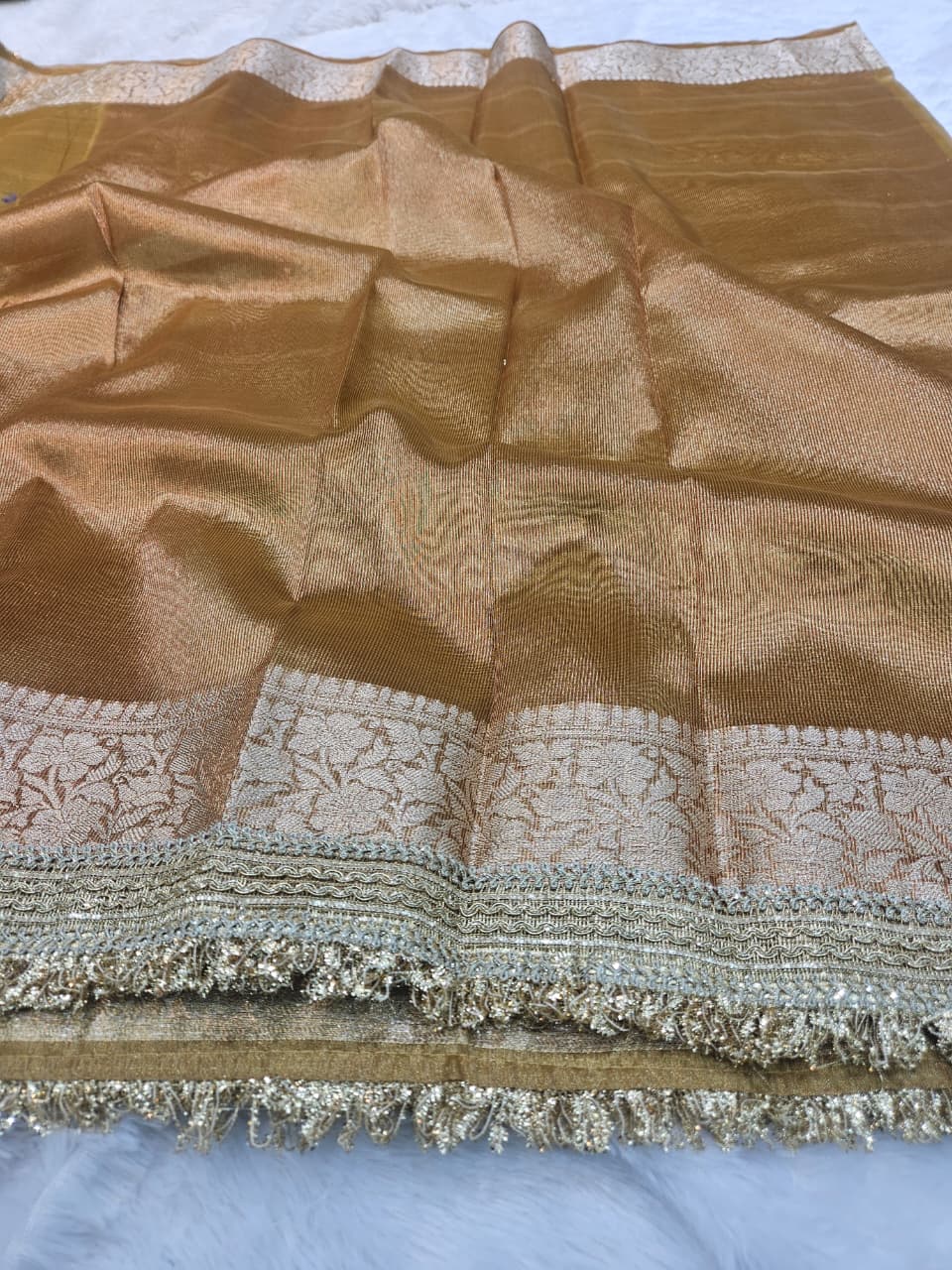 Banarasi Tissue Saree with Lace Border Work