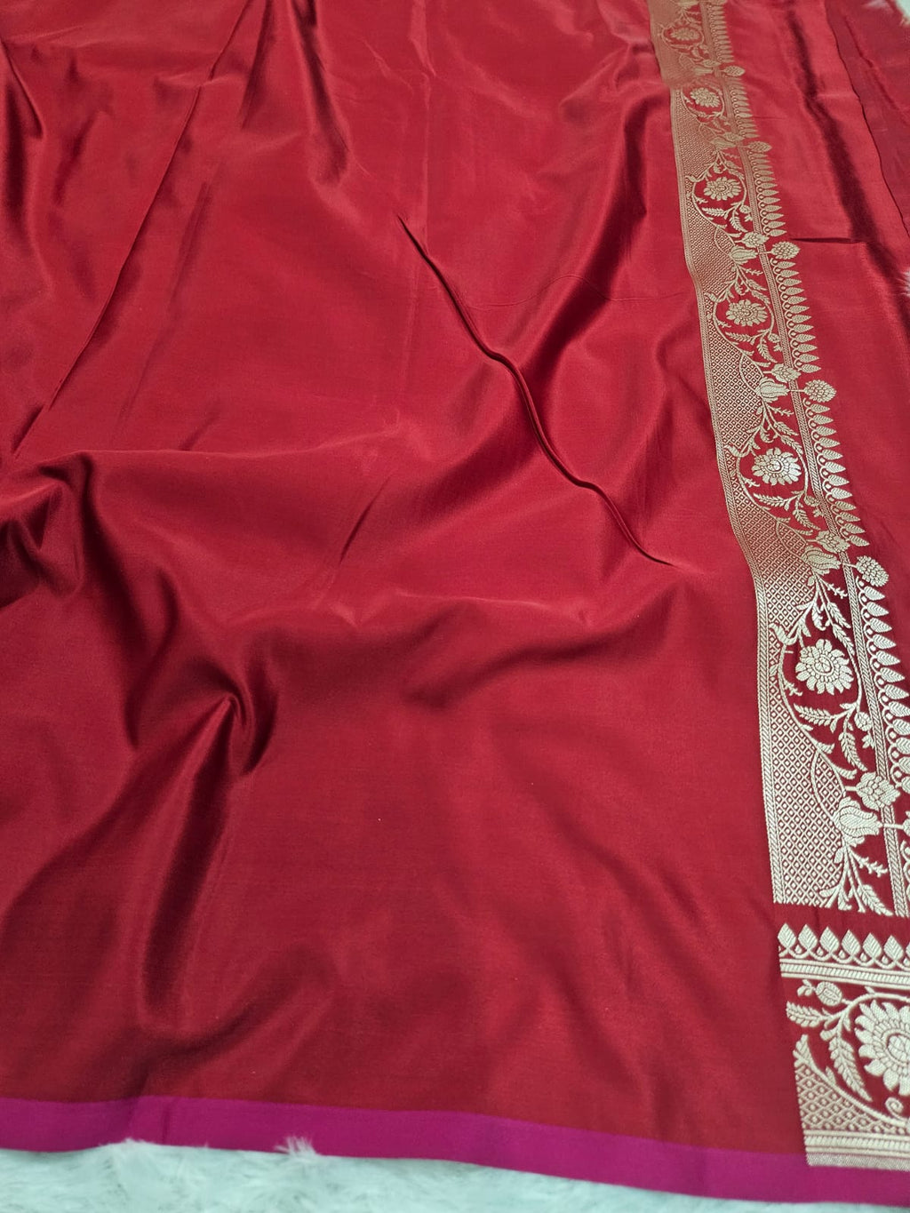 Red Mashru Silk Jangla Banarasi Border Saree