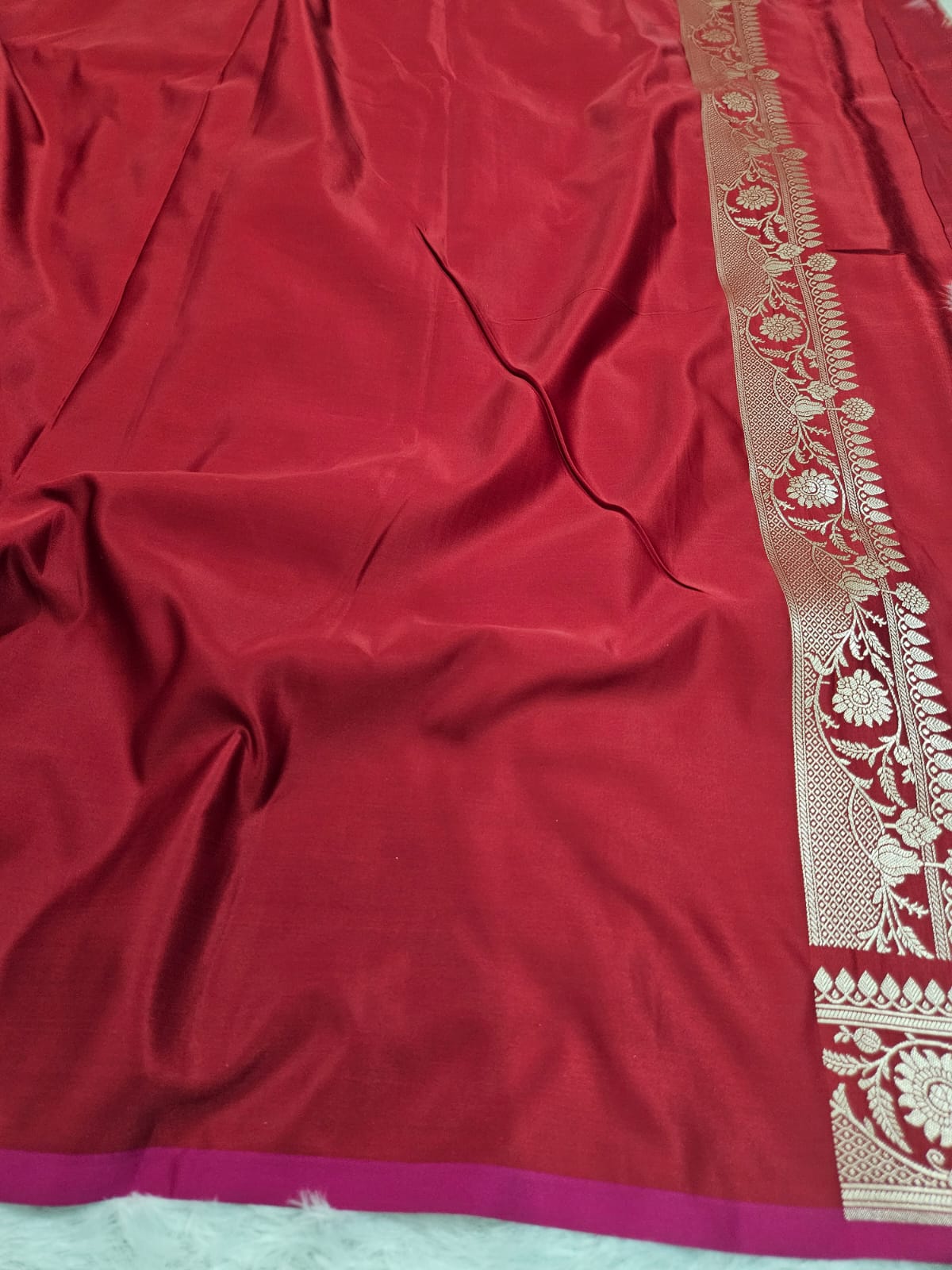 Red Mashru Silk Jangla Banarasi Border Saree